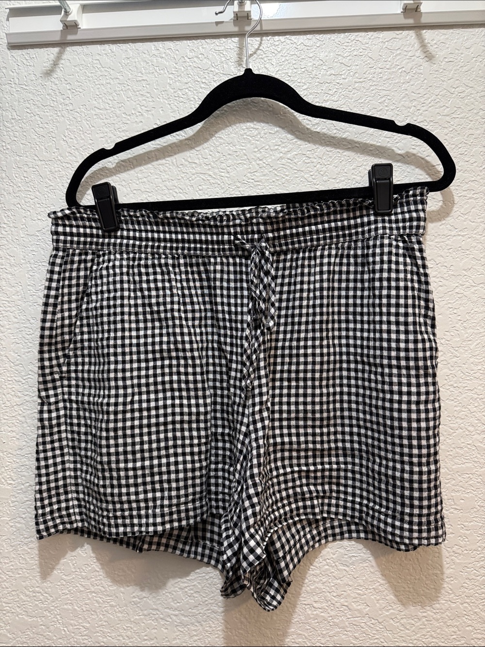 cloth & stone Black and White Gingham Drawstring Shorts